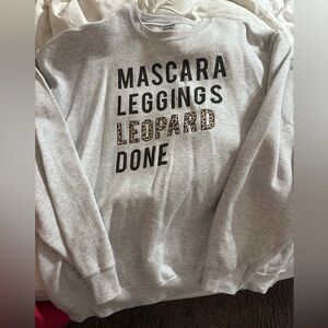 Gildan Gray Sweatshirt with Leopard Print Accents